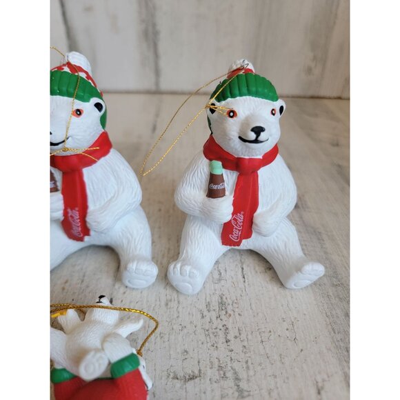 Vintage coke polar bear coca cola ornament Xmas set unique bottle - Picture 4 of 7